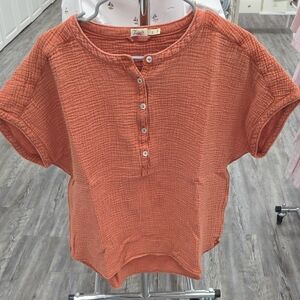 Faherty Rust Button-Down Women's Top